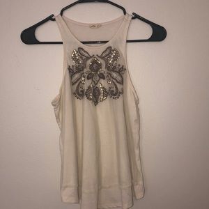 Sequined cream tank top